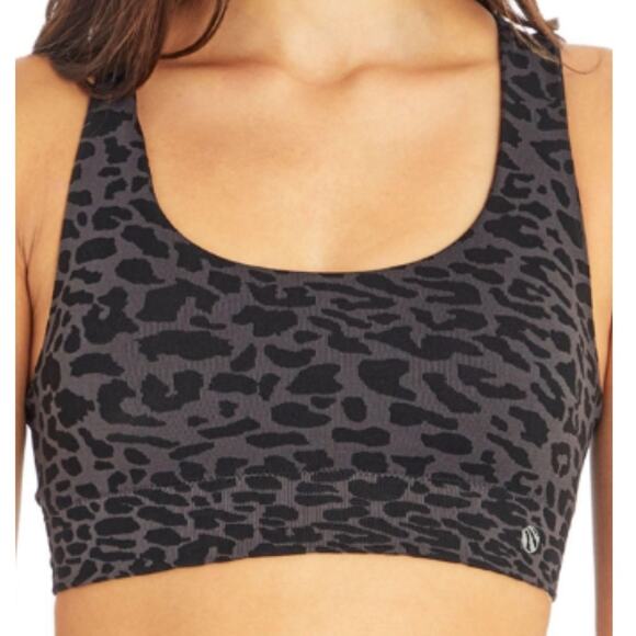 Marika Ladies Active Sports Bra Black Leopard Black Supportive workout top NWT M - Picture 1 of 4